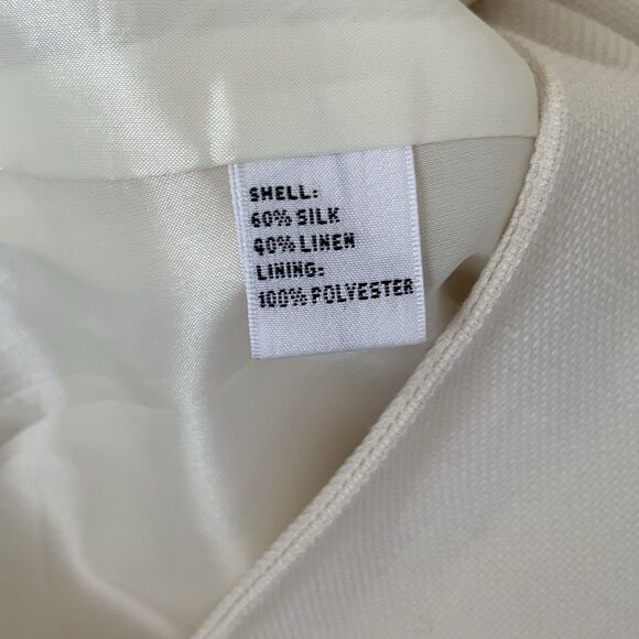 Josephine Chaus Blazer Jacket Women 12 Ivory Silk Linen Old Money Quiet Luxury - Picture 3 of 13